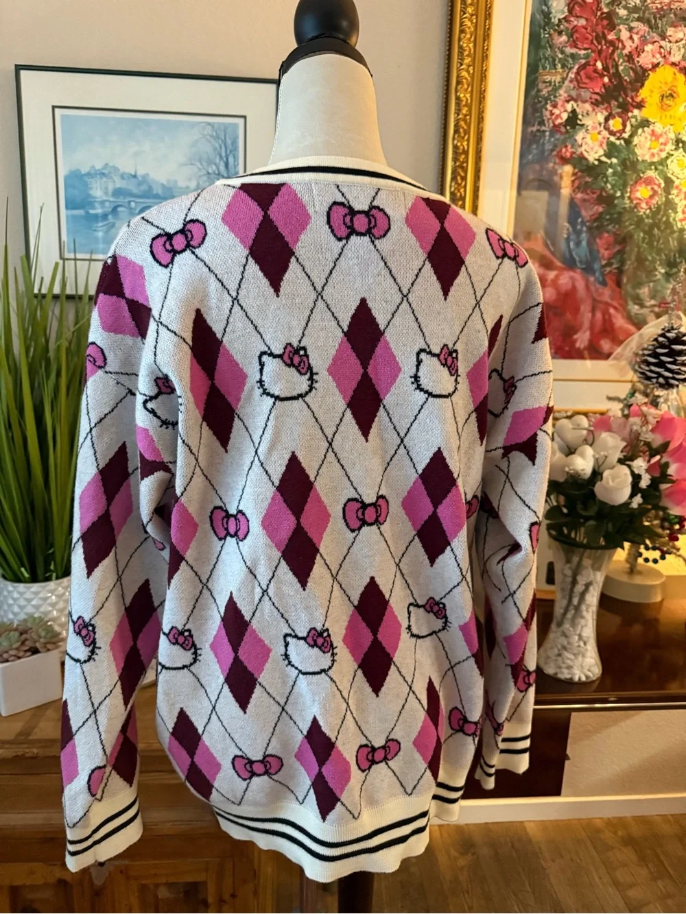 Forever 21 Hello Kitty Knit Top in Burgundy and Cream Heather - Picture 3 of 3